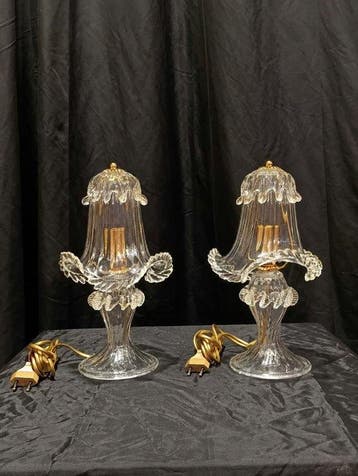 Zanchi - Lamp - Gietsel - Muranoglas - Twee tafellampen.