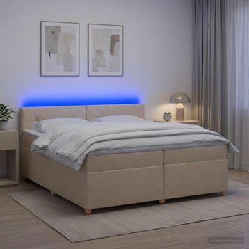 vidaXL Boxspringbed met matras Crèmekleurig 200 x 200 cm, Verzenden, Nieuw