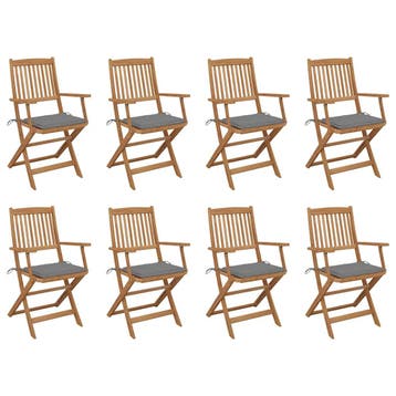 vidaXL Inklapbare stoelen 8 st met kussens massief, Verzenden, Nieuw