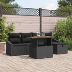 vidaXL Tuinbank Set met kussen met opslag 6 pcs Zwart poly, Verzenden, Nieuw