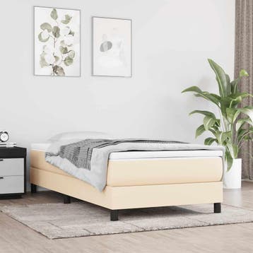 vidaXL Boxspring bed 80x200 cm stof crèmekleurig, Verzenden, Nieuw