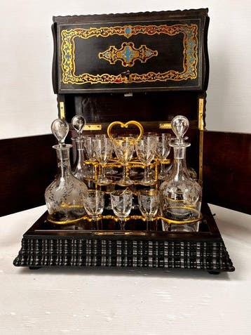 Cave a liqueur Napoléon III - Marqueterie boulle - Drankkast