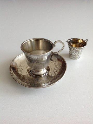 Service à thé et café (3) - Argent - Argent antique russe.