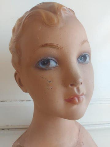 Mannequin - Antieke mannequin ,kinder buste , gips,origineel