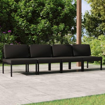 vidaXL Tuinbank 4-zits met kussens aluminium, Tuin en Terras, Verzenden, Nieuw