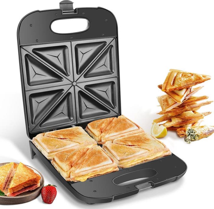 Tosti apparaat - Tosti ijzer - Sandwich maker - 1400W - Zwar, Elektronische apparatuur, Contactgrills, Nieuw, Verzenden