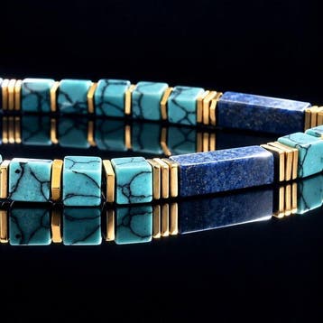 Stapelbare lapis lazuli, turkoois steen Stretch - Armband