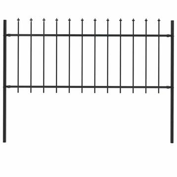 vidaXL Tuinhek Woerden met speerpunt staal 170x80 cm zwart, Verzenden, Nieuw