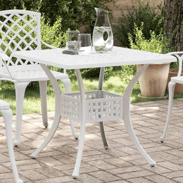 vidaXL Tuintafel 80x80x75 cm gietaluminium wit, Verzenden, Nieuw