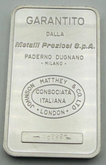 100 grams - Zilver .999 - Johnson Matthey (Zonder, Postzegels en Munten, Edelmetalen en Baren