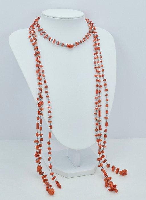 Bloedkoraal - Hematiet - Halsketting - CORALLO MEDITERRANEO, Antiek en Kunst, Curiosa en Brocante