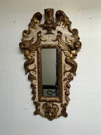 Spiegel - Hout, Oude Venetiaanse spiegel, lijst met putti,, Antiek en Kunst