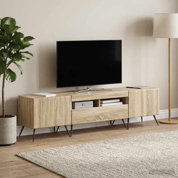 vidaXL LED tv-meubel BREDA 3 st Sonoma Eiken Bewerkt hout, Verzenden, Nieuw