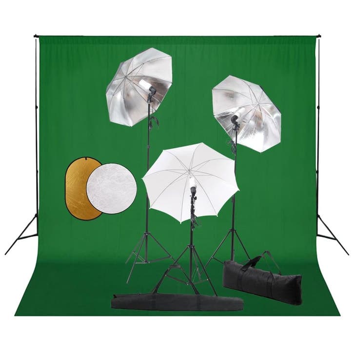 vidaXL Fotostudioset met lampen, paraplus, achtergrond en, Audio, Tv en Foto, Fotografie | Fotostudio en Toebehoren, Nieuw, Verzenden