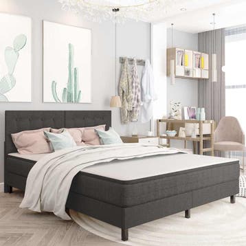 vidaXL Boxspring stof donkergrijs 160x200 cm, Verzenden, Nieuw