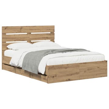 vidaXL Bed Frame with Storage and Headboard Artisan Oak 160, Verzenden, Nieuw