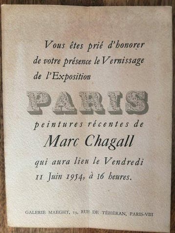 Marc Chagall (1887-1985) - Carton dinvitation, lithographie