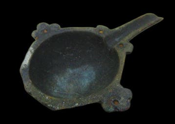 Islamitisch Oude bronzen olielamp met decoratie - 7 cm