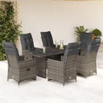 vidaXL 7-delige Bistroset met kussens poly rattan grijs, Verzenden