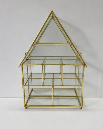 Vitrinekast (3) - Messing, Glas - Bijou kistjes / Vitrines, Antiek en Kunst