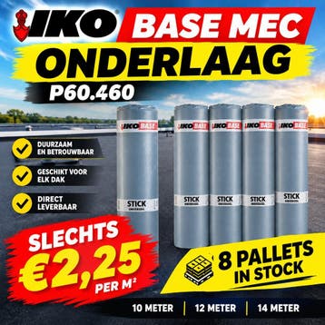 IKO Onderlaag Base Mec | € 2,25/m² excl, Doe-het-zelf en Bouw, Ophalen, Overige materialen, Overige kleuren, Nieuw