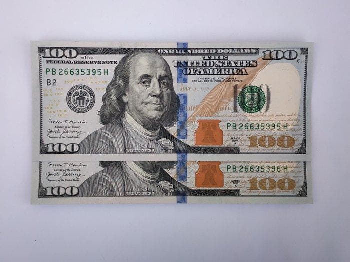 Verenigde Staten van Amerika. - 2 x 100 Dollars - 2017 A -, Postzegels en Munten, Bankbiljetten | Europa | Niet-Eurobiljetten