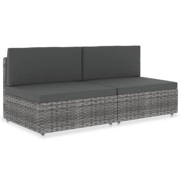 vidaXL Tweezitsbank sectioneel poly rattan grijs, Verzenden, Nieuw