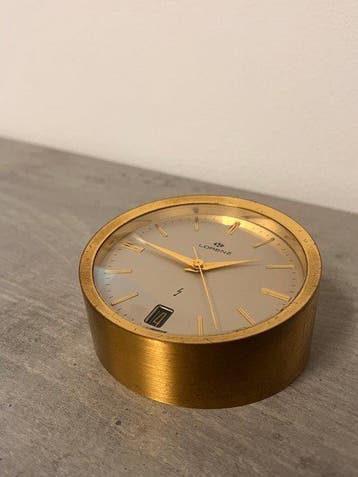Bureauklok - Lorenz - Mid-century modern Messing, Geen