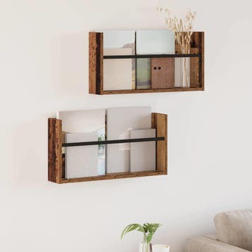 vidaXL Tijdschriftenrek 2 st Oudhout 60 x 12 x 30 cm Bewerkt, Verzenden