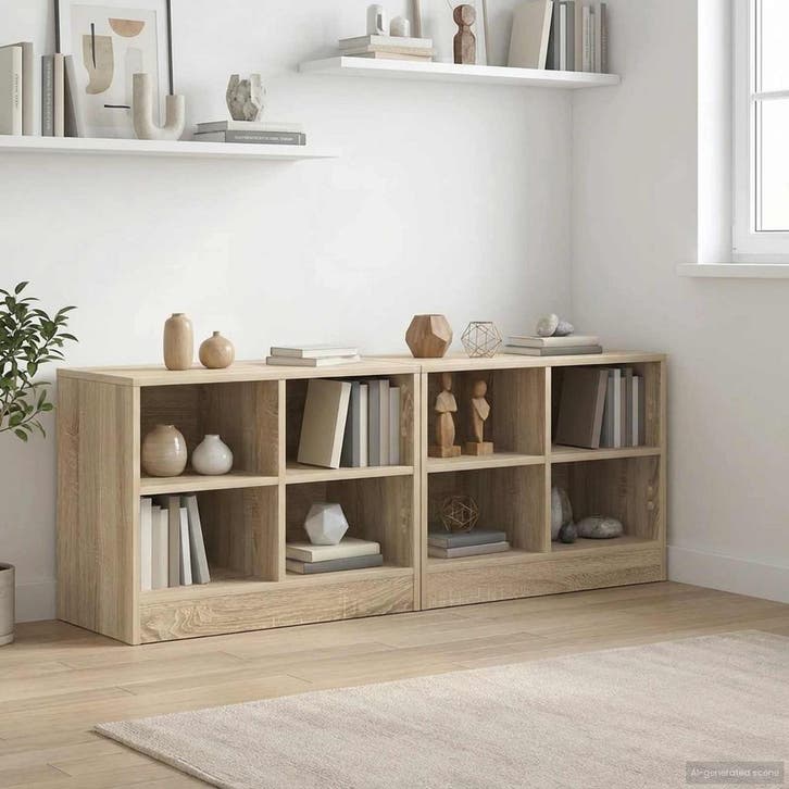 vidaXL Bedkast 2 pcs Sonoma Eiken 66 x 33 x 48 cm Bewerkt, Huis en Inrichting, Kasten | Overige, Nieuw, Verzenden