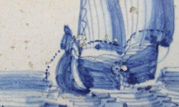 Tegel - Schip met Plassende kapitein. - 1600-1650