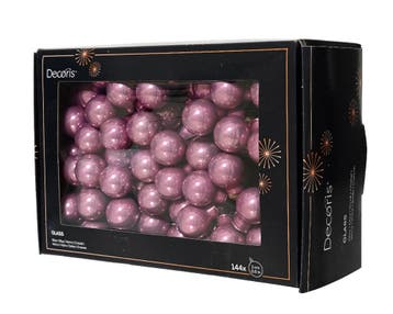 Balletjes op draad 2 cm vintage roze glans doos 144 stuks, Nieuw