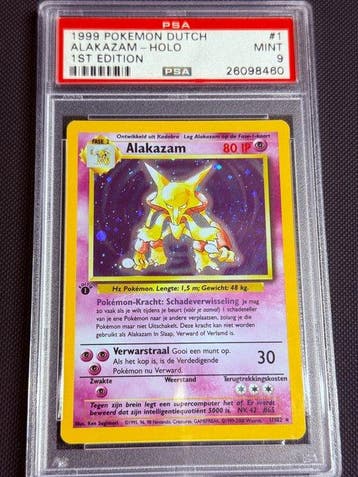 Pokémon - 1 Graded card - Alakazam 1/102 Foil, First edition, Hobby & Loisirs créatifs