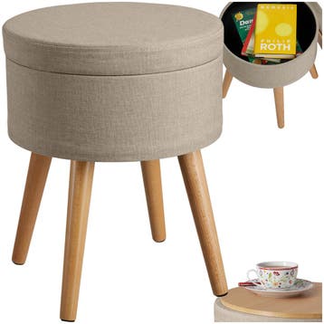 Hocker Yara gestoffeerd in linnenlook 300kg met opbergruimte, Huis en Inrichting, Barkrukken, Verzenden, Nieuw