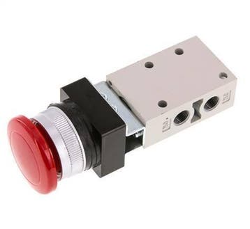 valve à bouton de paume 3/2 G1/8 rouge 0-8bar/0-112psi YPC, Verzenden
