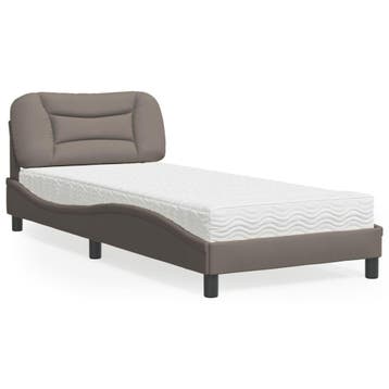 vidaXL Bed met matras Hvar stof taupe 90x200 cm, Huis en Inrichting, Verzenden, Nieuw