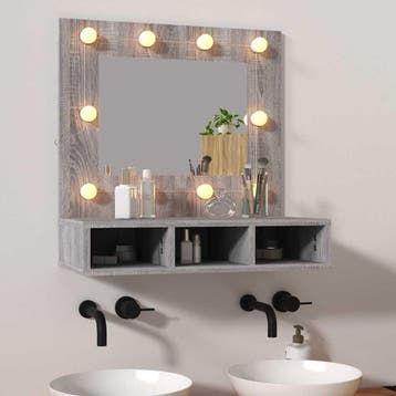 vidaXL Spiegelkast met LED-verlichting 60x31,5x62 cm grijs, Huis en Inrichting, Verzenden, Nieuw