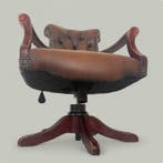 Chaise de bureau - Cuir, Bois - Style Chesterfield, Antiquités & Art