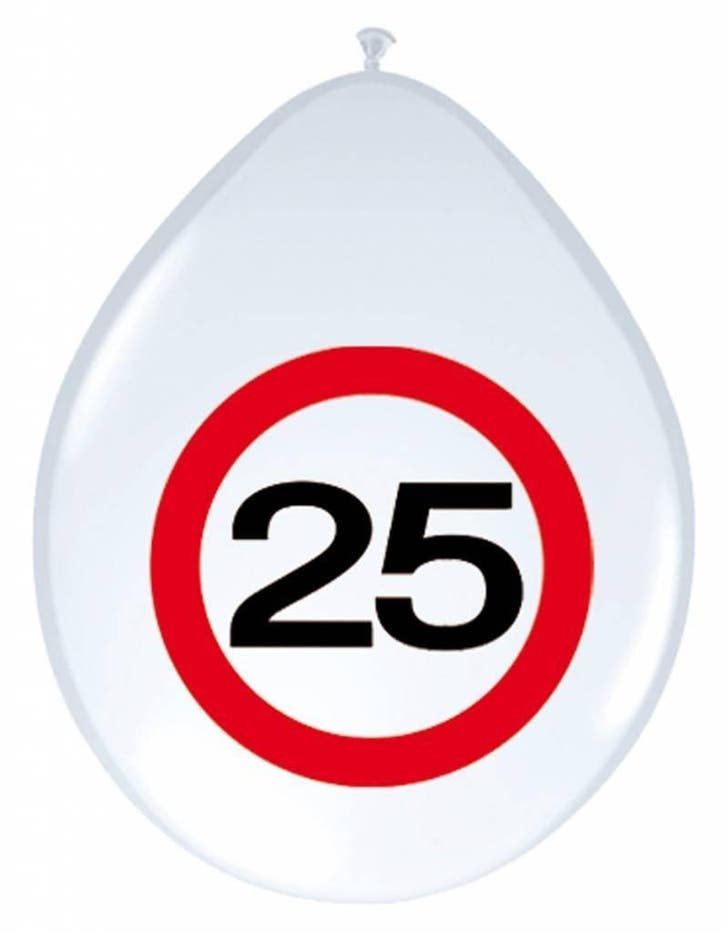 Ballonnen 25 Jaar Verkeersbord 30cm 8st, Hobby en Vrije tijd, Feestartikelen, Nieuw, Verzenden