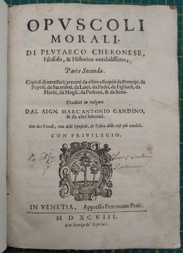 Plutarco (Plutarco Cheroneo) - Opuscoli morali, Parte, Antiek en Kunst