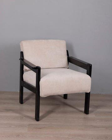 Fauteuil - Bois, Textile - Fauteuil vintage avec une
