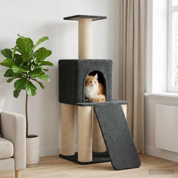 vidaXL Kattentoren met sisal krabpalen Donkergrijs 146 cm, Dieren en Toebehoren, Verzenden, Nieuw