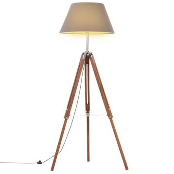 vidaXL Vloerlamp driepoot 141 cm massief teakhout, Verzenden