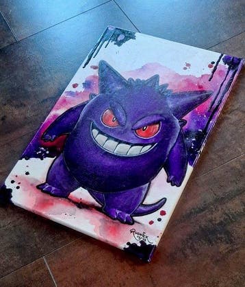 Christina Rudnick - Pokémon Gengar Original Gemälde 40 x 50