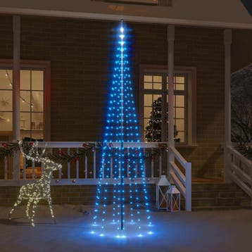 vidaXL Vlaggenmast kerstboom 310 LEDs blauw 300 cm, Verzenden