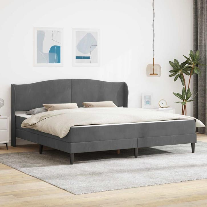 vidaXL Bedframe met hoofdeinde Donkergrijs 180 x 200 cm, Huis en Inrichting, Slaapkamer | Bedden, Nieuw, Verzenden