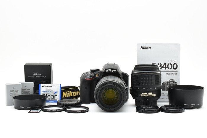Nikon D3400 + 3.5-5.6/18-55mm G VR + 4-5.6/55-200mm G VR, TV, Hi-fi & Vidéo, Appareils photo analogiques