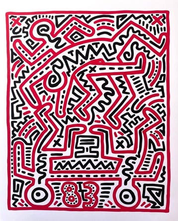 Keith Haring - Fun Gallery Exhibition 1983 - Giclée -, Antiek en Kunst
