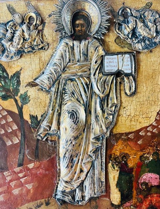 Icoon - Christus Pantokrator, Smolensk - Zilver - Russin, Antiek en Kunst, Kunst | Niet-Westerse kunst