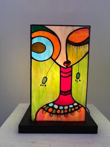 Tafellamp - Glas-in-lood - Picasso